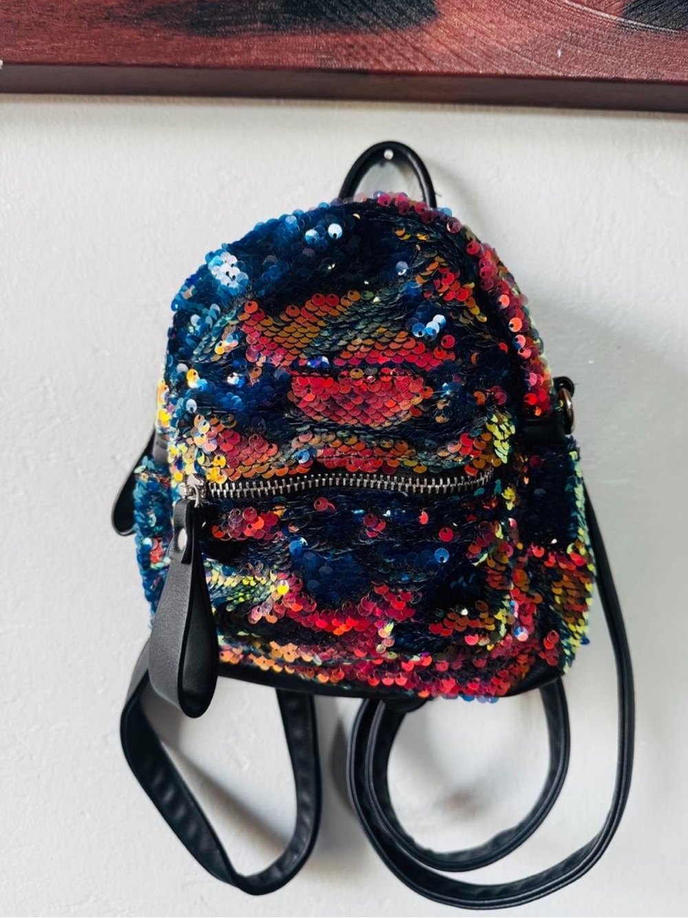 wild fable Multicolor Sequin Mini Backpack with Black Straps